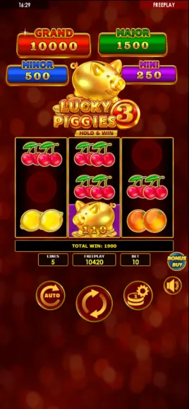 Lucky Piggies 3 BONUSSPIN final payout – accumulated PIGGY values and total win display